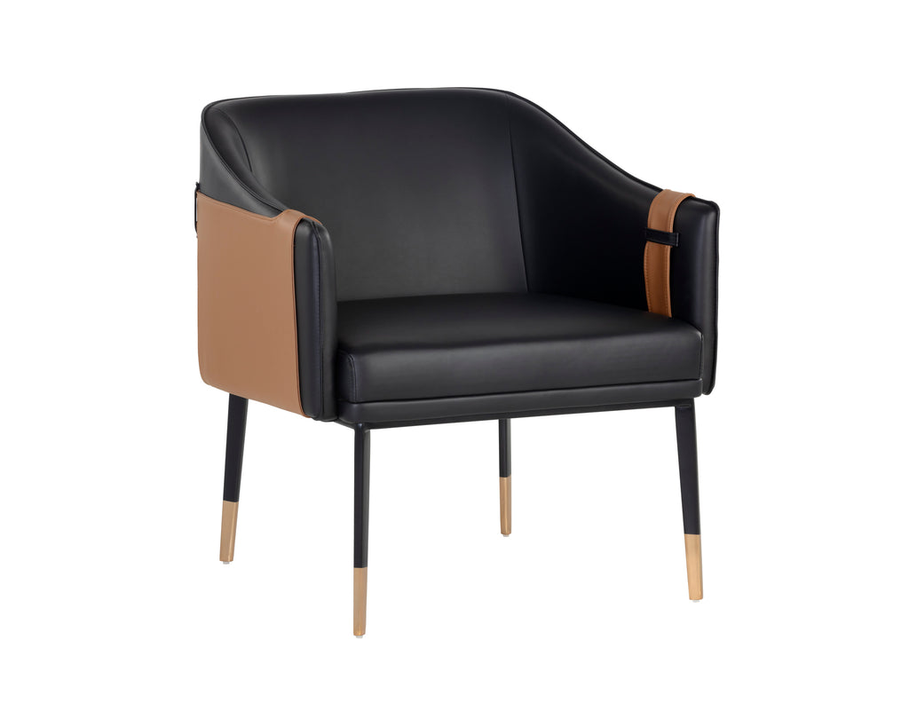 Carter Lounge Chair - Napa Black / Napa Cognac | Sunpan Furniture - 106723