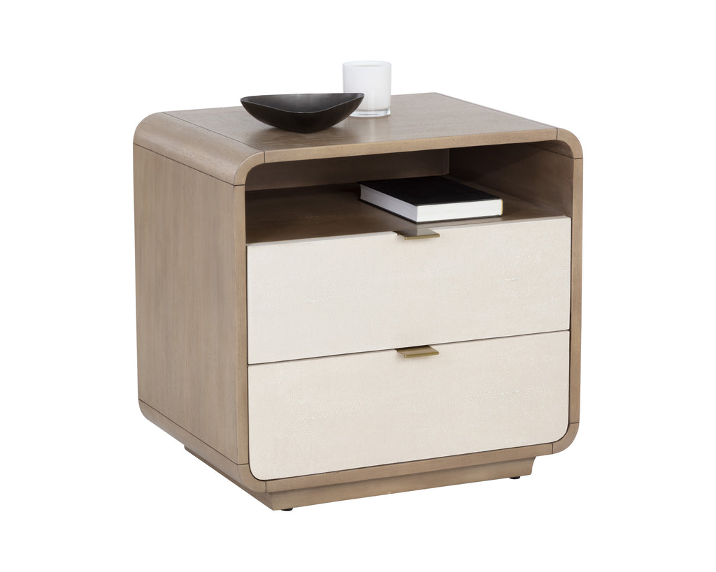 Kayden Nightstand - Oyster Shagreen | Sunpan Furniture - 107821