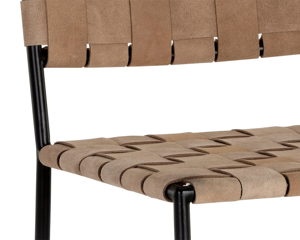 Omari Counter Stool - Suede Light Tan Leather | Sunpan Furniture - 107067