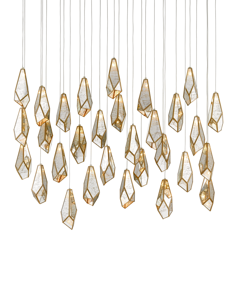 Currey & Co Glace Mirror 30-Light Linear Multi-Drop Pendant | 9000-0707