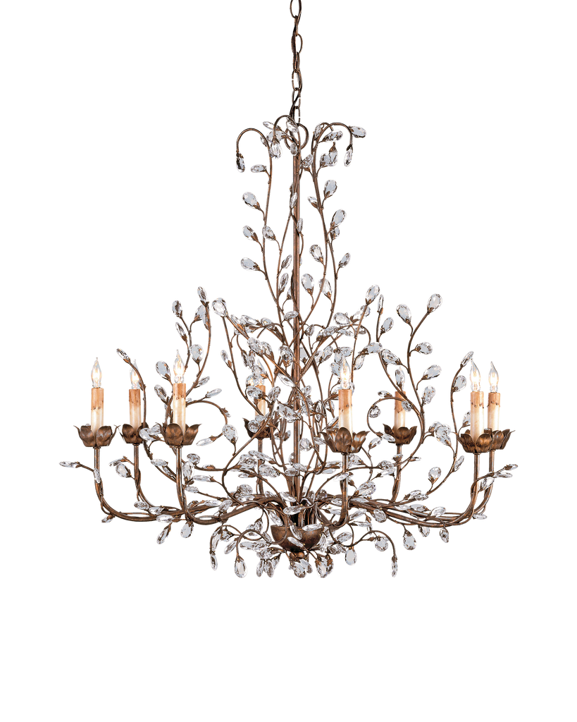 Currey & Co Crystal Bud Large Gold Chandelier | 9884