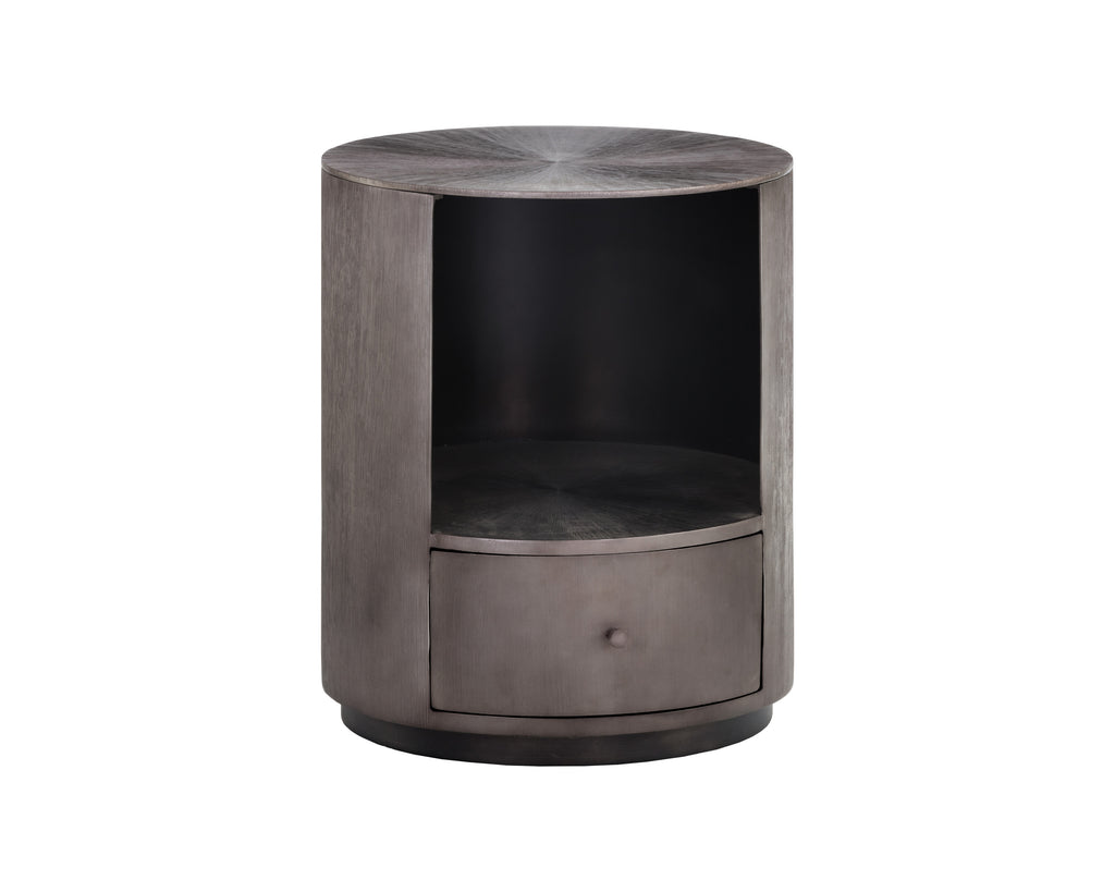 Siena Nightstand - Round - Gunmetal | Sunpan Furniture - 105498