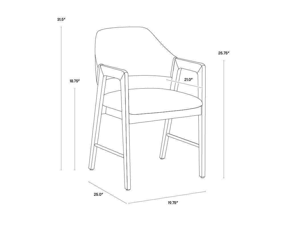 Milton Dining Armchair - Smoke Acacia - Bravo Cream | Sunpan Furniture - 105211