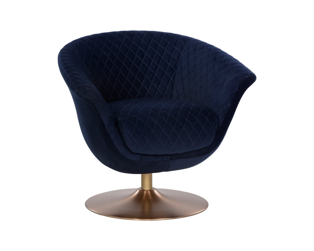 Carine Swivel Lounge Chair - Quilted Abbington Navy | Sunpan Furniture - 108045