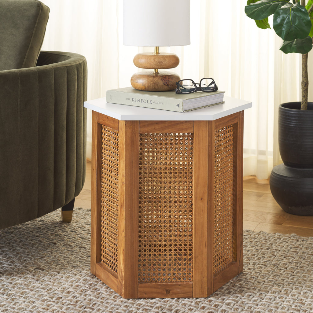 Safavieh Danez Hexagon Cane Accent Table, ACC2101