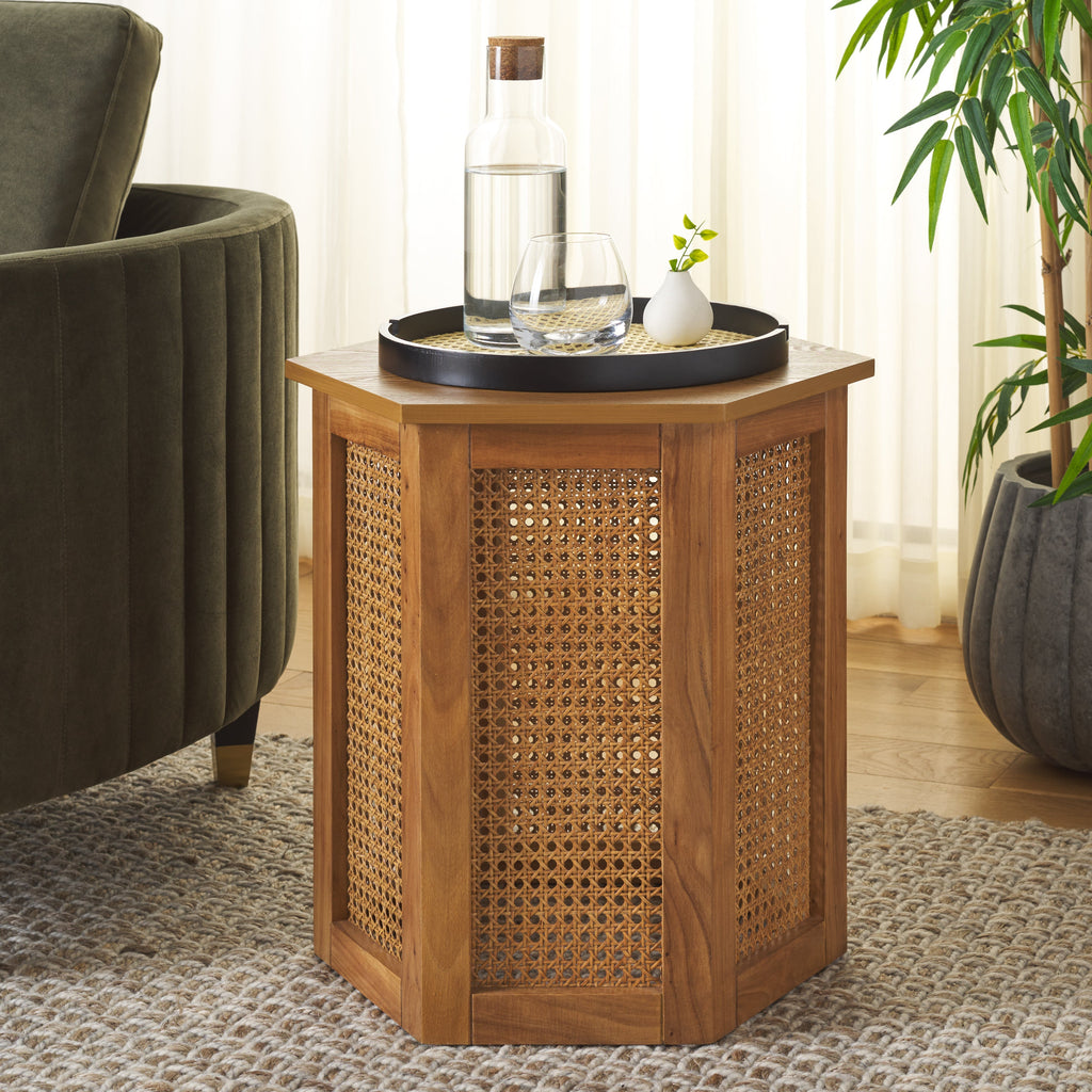 Safavieh Danez Hexagon Cane Accent Table, ACC2101