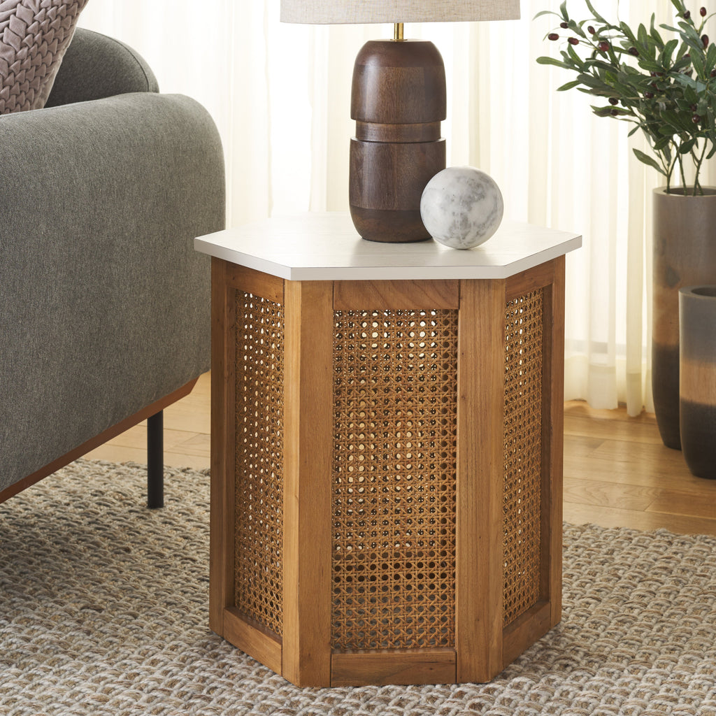 Safavieh Danez Hexagon Cane Accent Table, ACC2101