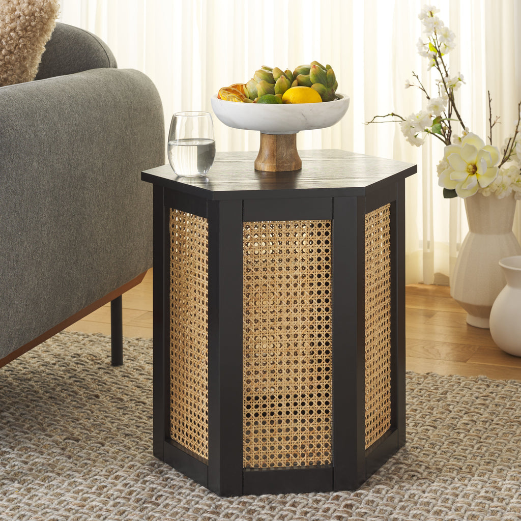 Safavieh Danez Hexagon Cane Accent Table, ACC2101