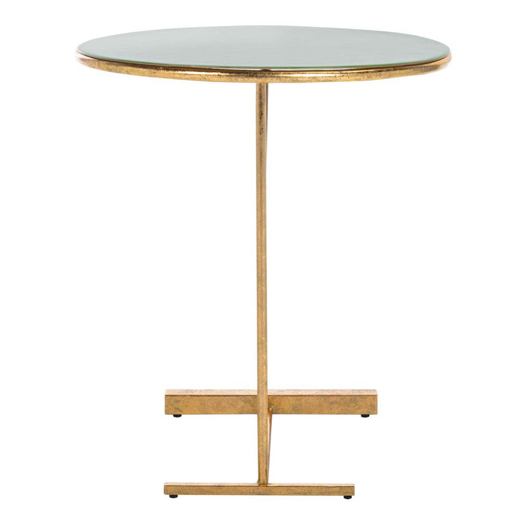Sionne Round C Table | Safavieh - ACC3210 - Hunter Green Enamel/Gold