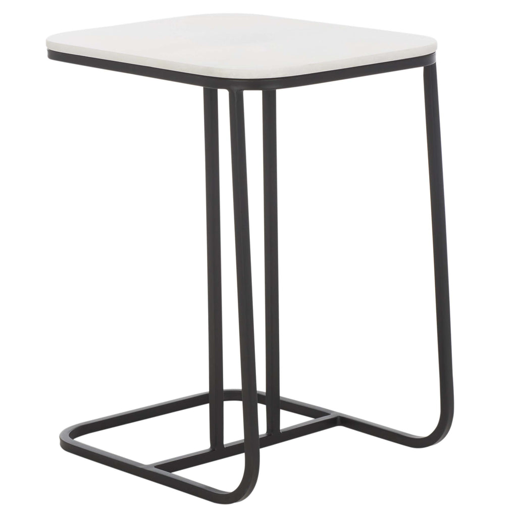 Safavieh Yenna Accent Table, White Marble / Black