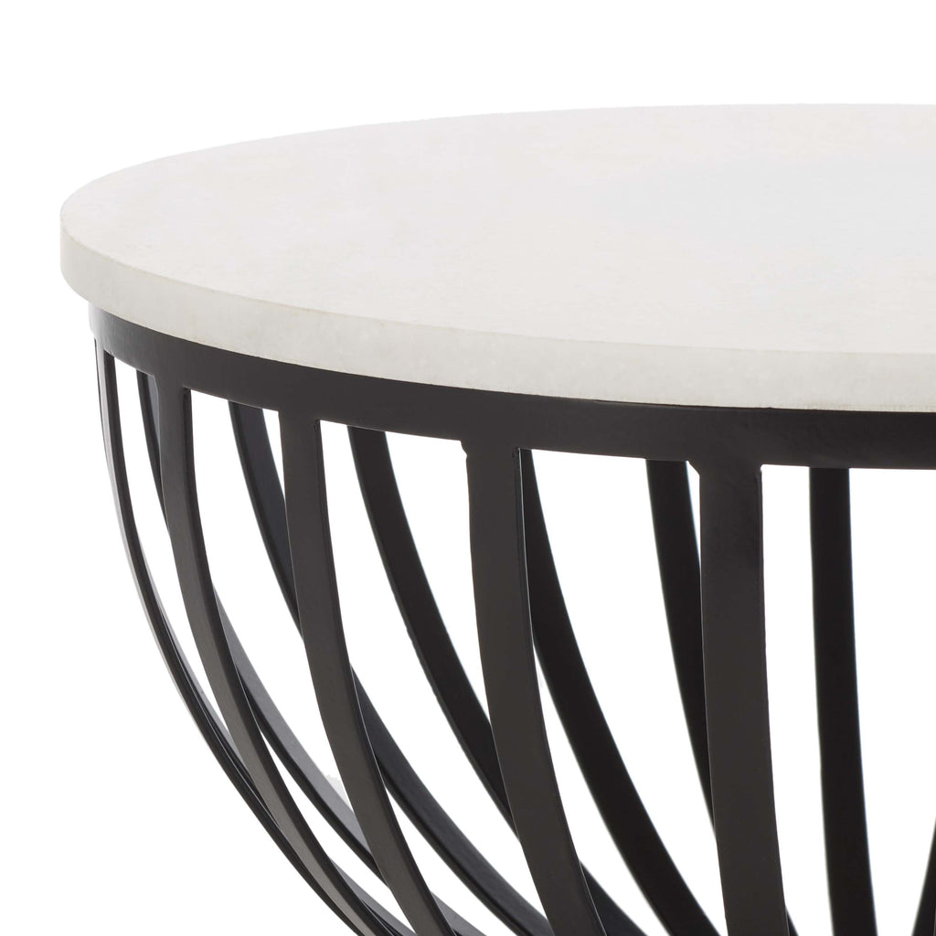 Safavieh Tissaia Round Accent Table, White Marble / Black