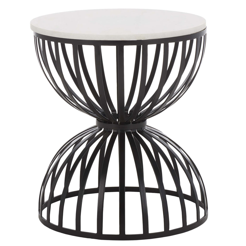 Safavieh Tissaia Round Accent Table, White Marble / Black