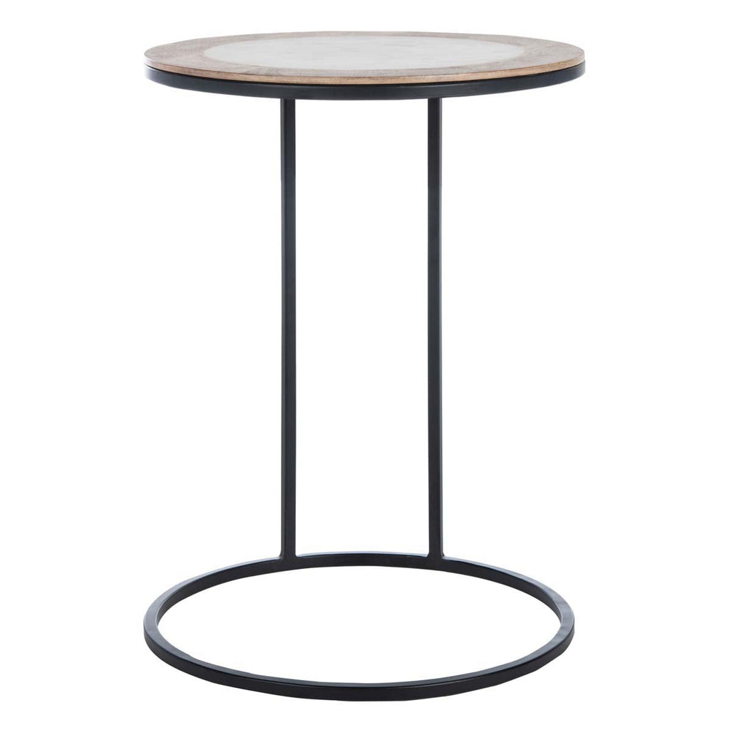 Safavieh Gemma Agate Side Table - White Marble/Natural/Black Legs