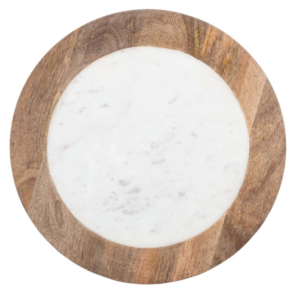 Safavieh Gemma Agate Side Table - White Marble/Natural/Black Legs