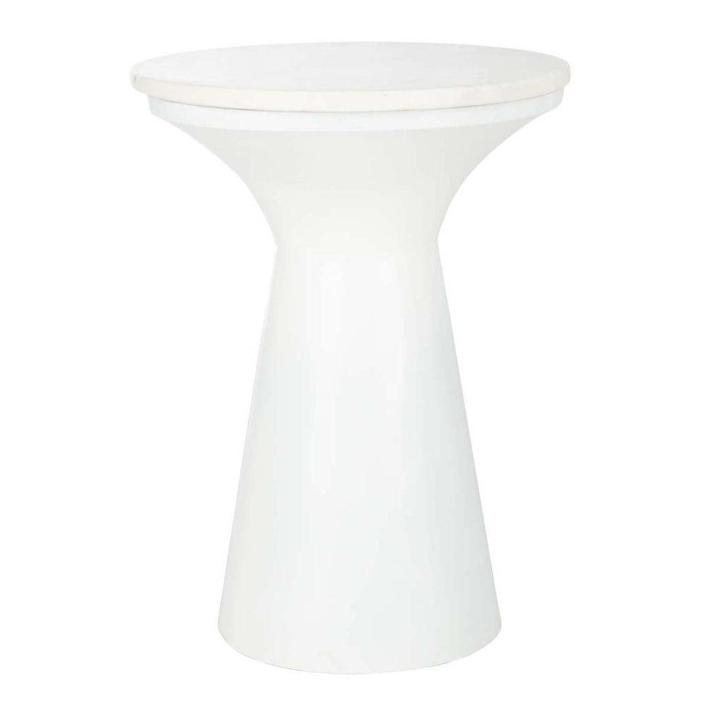 Safavieh Mila Pedestal End Table - White Marble/White