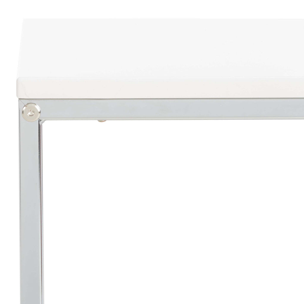 Safavieh Eugenia Side Table - White/ Brown / Chrome