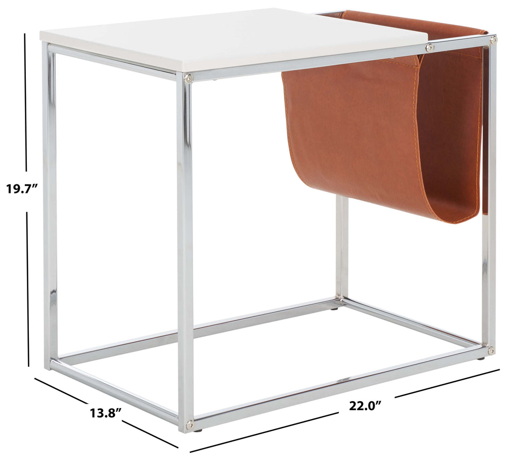 Safavieh Eugenia Side Table - White/ Brown / Chrome