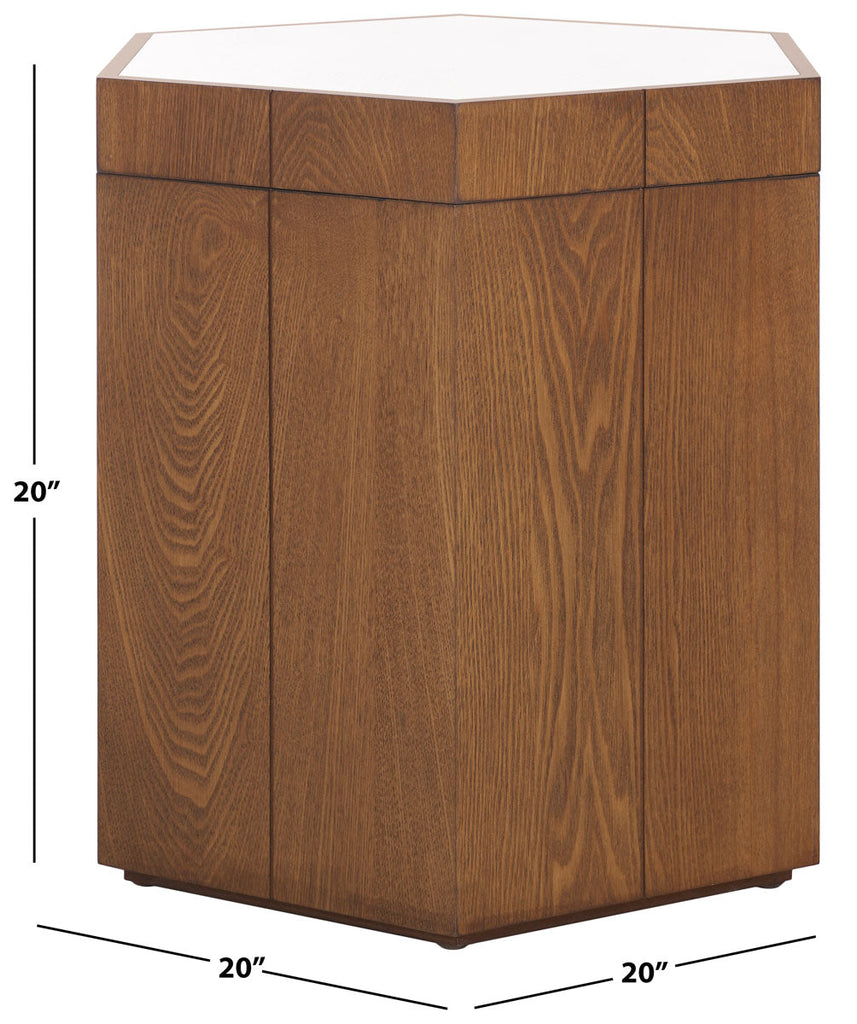 Safavieh Rafaela Hexagon Accent Table - Walnut / White