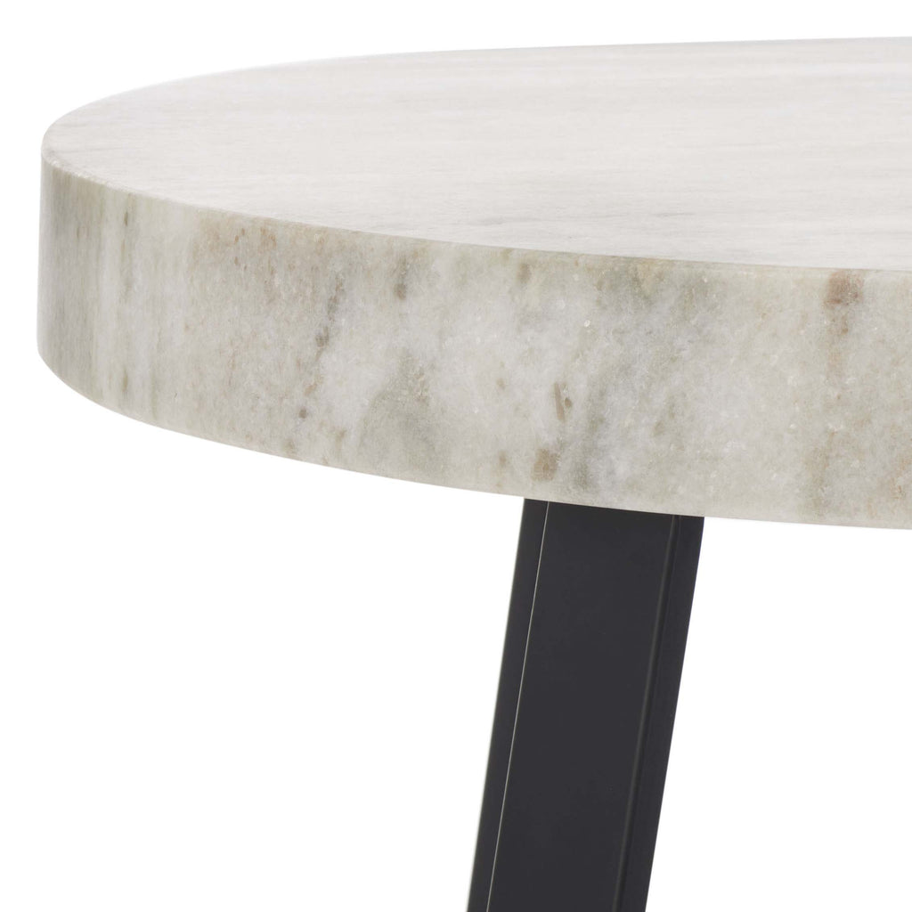 Safavieh Guenon Round Accent Table - Sand Brown Marble / Black