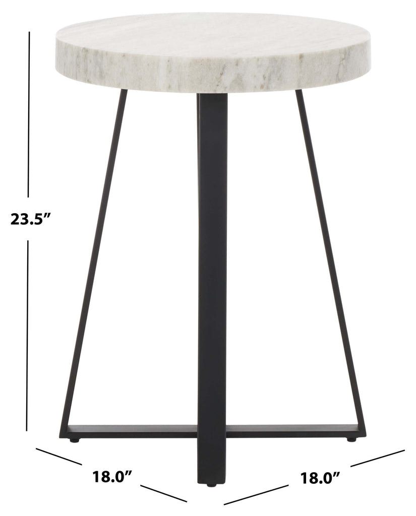 Safavieh Guenon Round Accent Table - Sand Brown Marble / Black