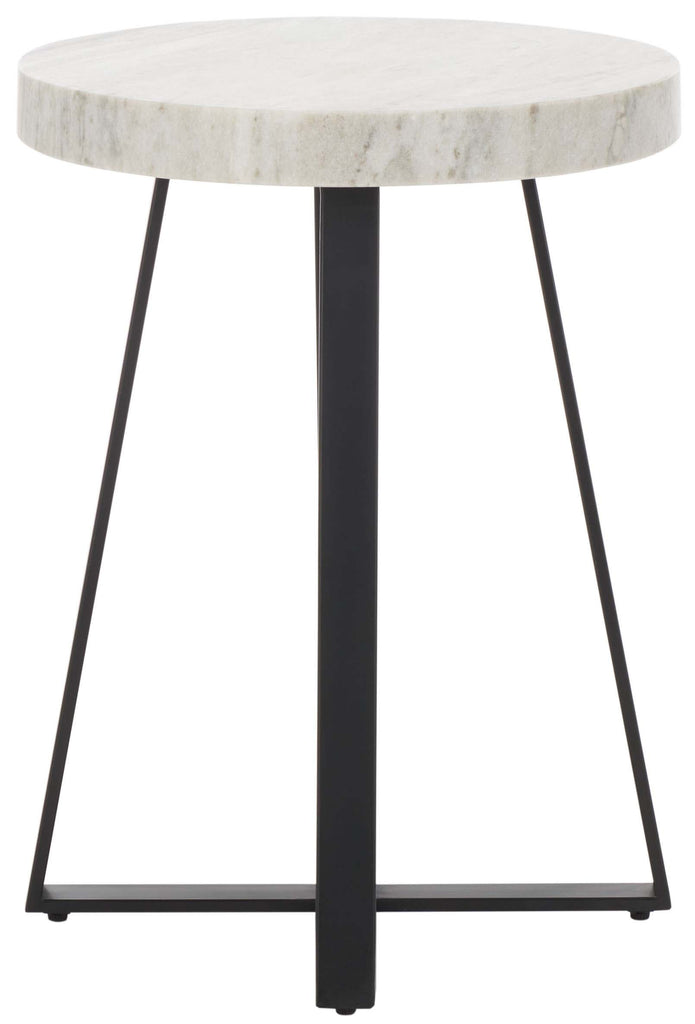 Safavieh Guenon Round Accent Table - Sand Brown Marble / Black