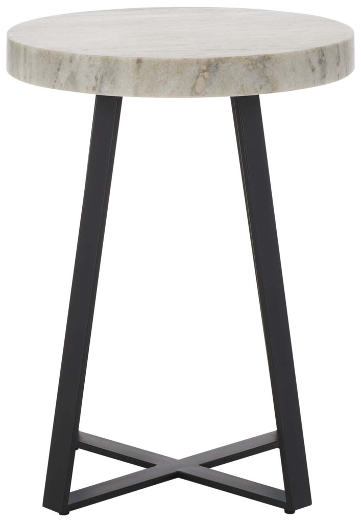 Safavieh Guenon Round Accent Table - Sand Brown Marble / Black