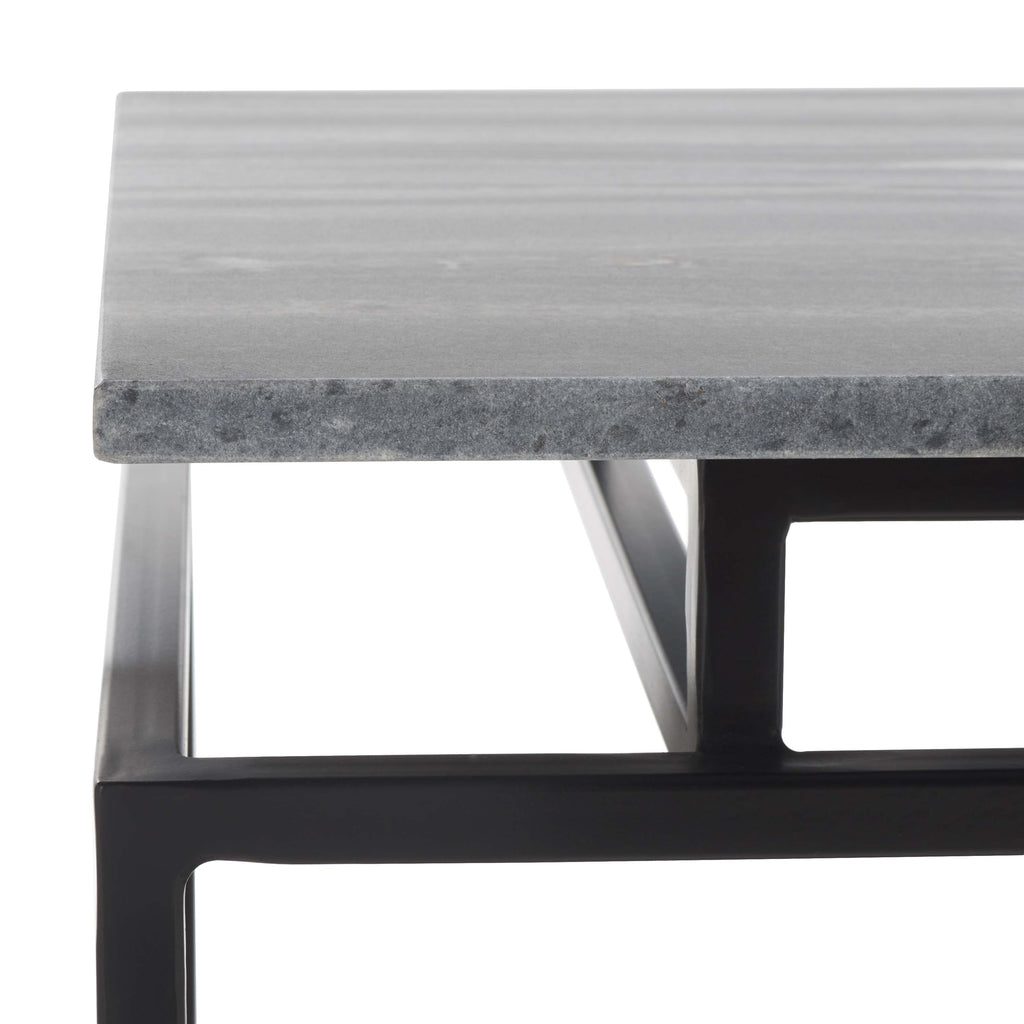 Safavieh Guernica 1 Shelf Rectangle Accent Table - Grey Marble / Black