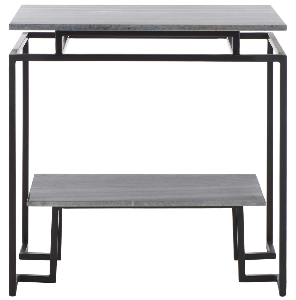 Safavieh Guernica 1 Shelf Rectangle Accent Table - Grey Marble / Black