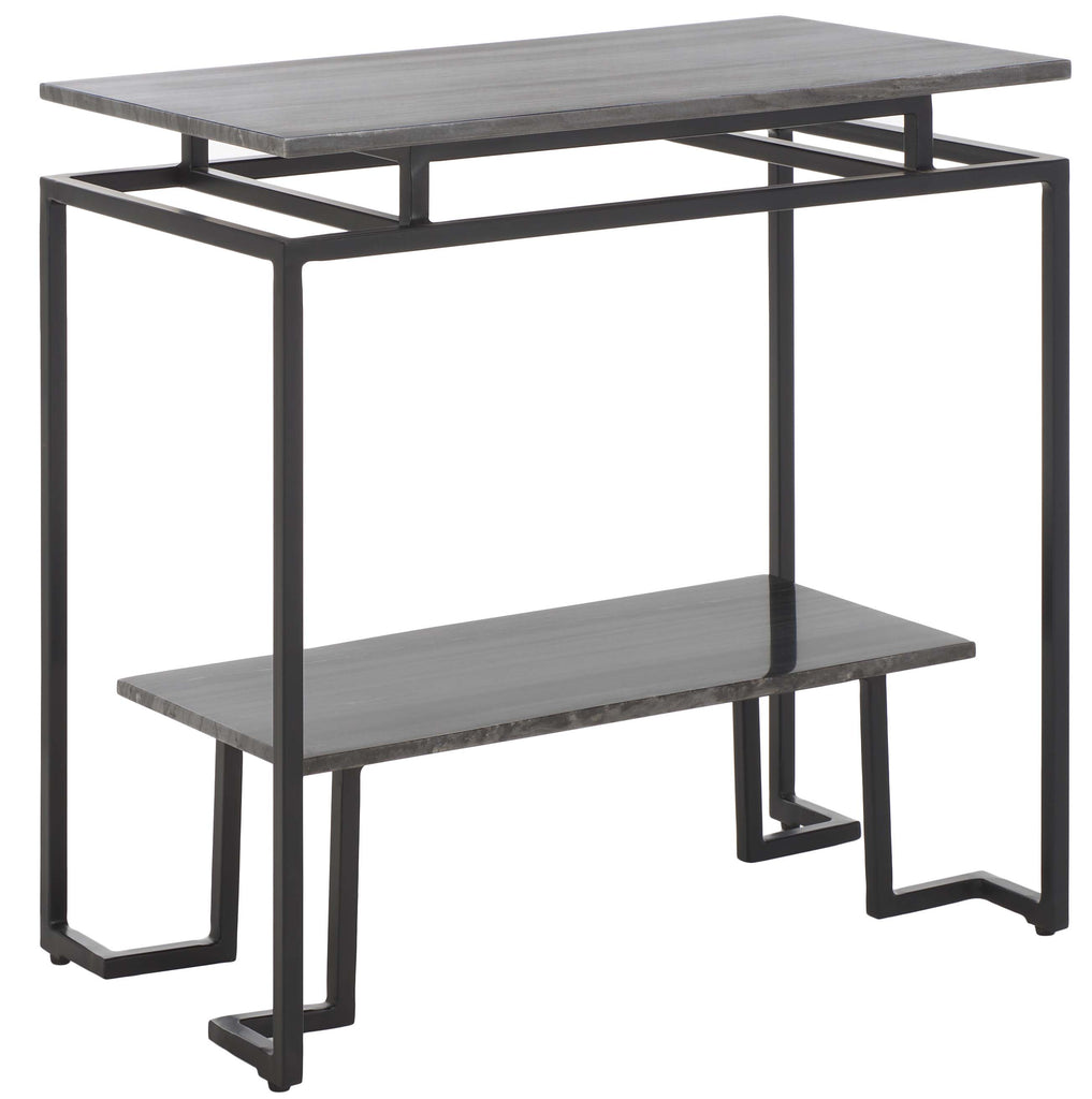 Safavieh Guernica 1 Shelf Rectangle Accent Table - Monsoon Black Marble / Black