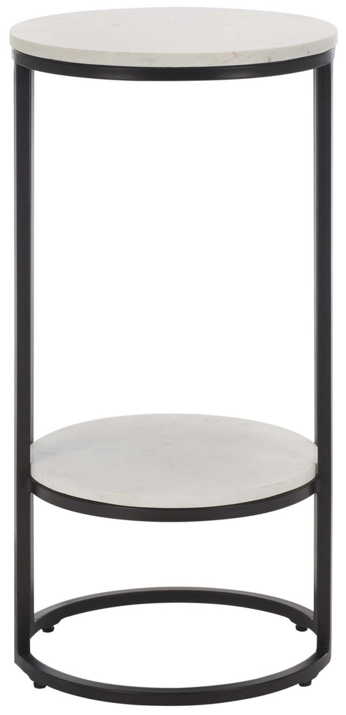 Safavieh Gunther 1 Shelf Round Accent Table - White Marble / Black