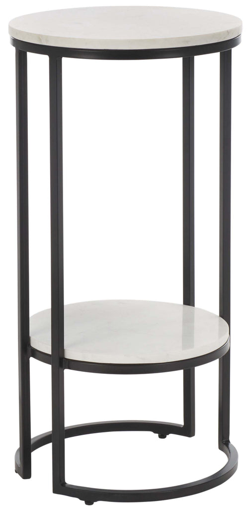 Safavieh Gunther 1 Shelf Round Accent Table - White Marble / Black