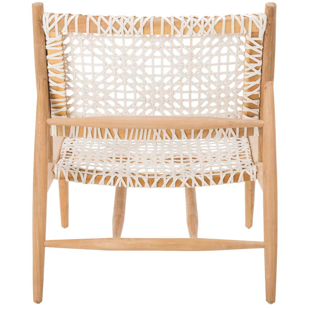 Safavieh Bandelier Leather Weave Accent Chair - Light Oak/White Leather