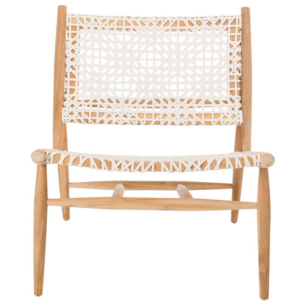 Safavieh Bandelier Leather Weave Accent Chair - Light Oak/White Leather