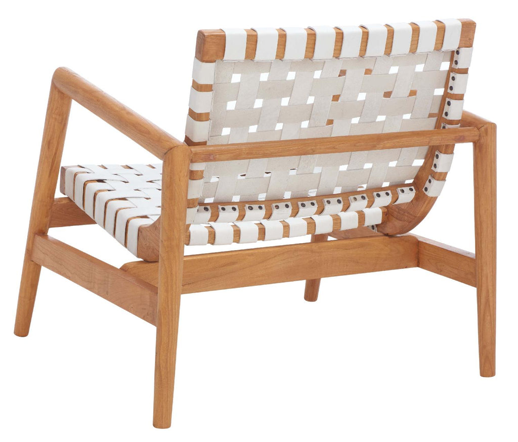 Safavieh Bellona Leather Woven Accent Chair - White