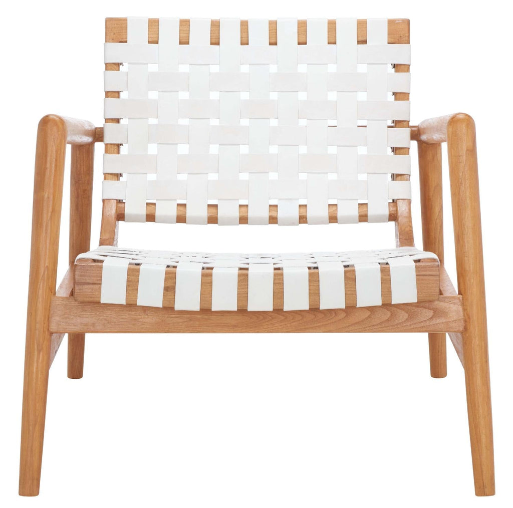 Safavieh Bellona Leather Woven Accent Chair - White