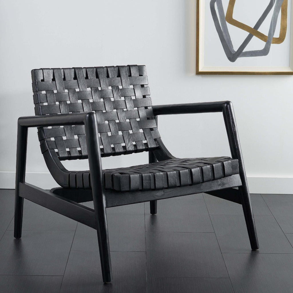 Safavieh Bellona Leather Woven Accent Chair - Black