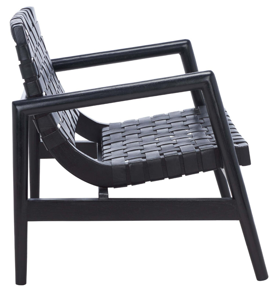 Safavieh Bellona Leather Woven Accent Chair - Black