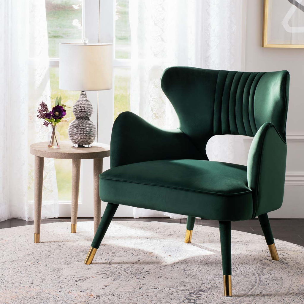 Safavieh Blair Wingback Accent Chair - Forest Green/Gold