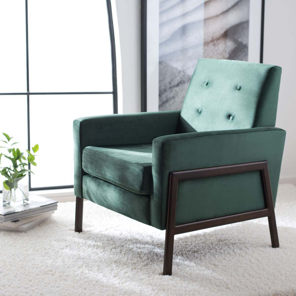 Safavieh Roald Sofa Accent Chair - Malachite Green / Antique Coff