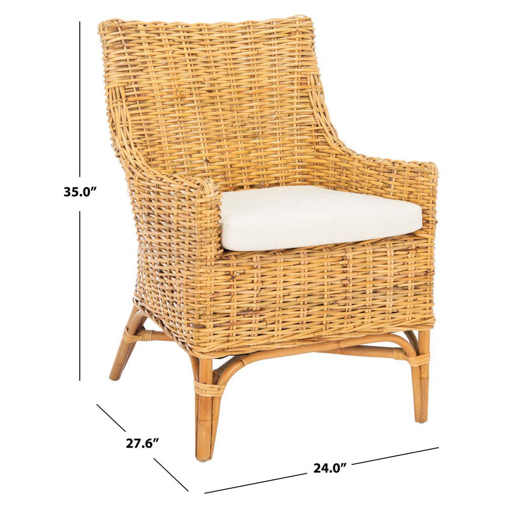 Safavieh Cristen Rattan Accent Chair With Cushion-Natural/White