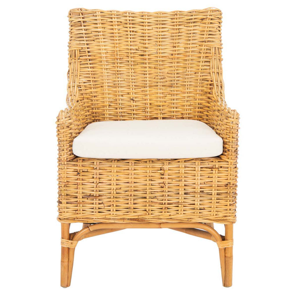 Safavieh Cristen Rattan Accent Chair With Cushion-Natural/White