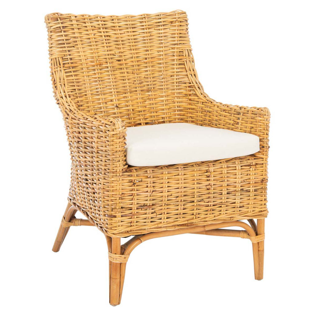 Safavieh Cristen Rattan Accent Chair With Cushion-Natural/White