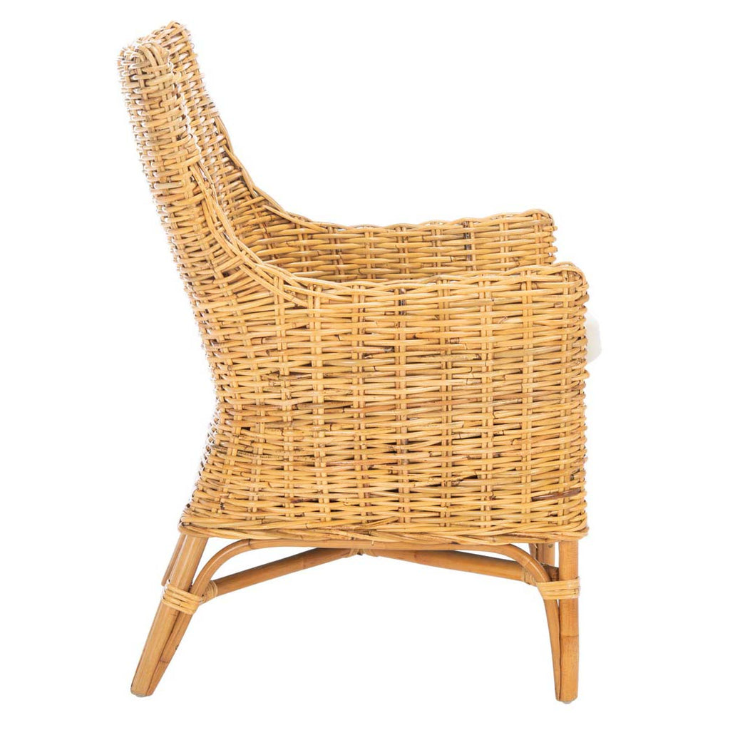 Safavieh Cristen Rattan Accent Chair With Cushion-Natural/White