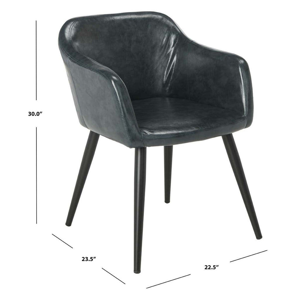 Safavieh Adalena Accent Chair - Dark Grey Pu/Black Legs