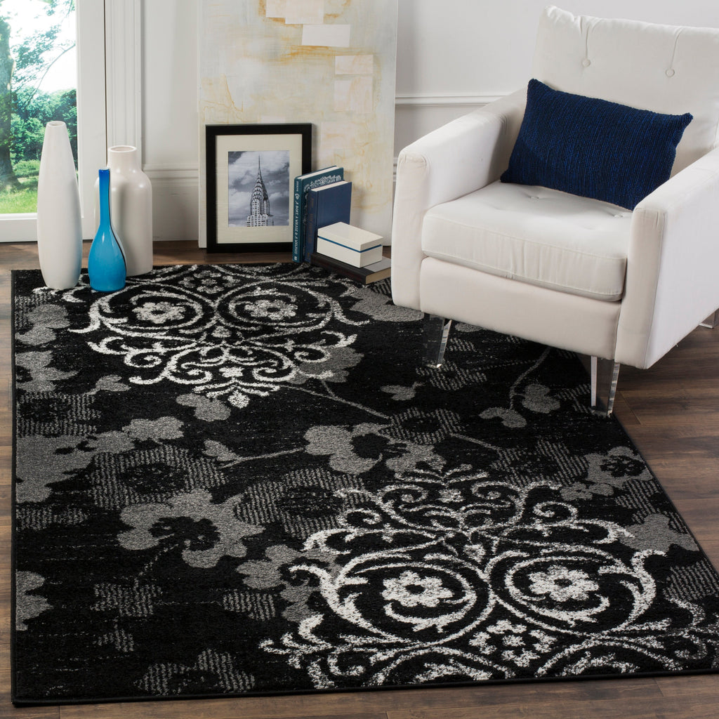 safavieh adirondack 114 black rug, adr114 - Black / Silver