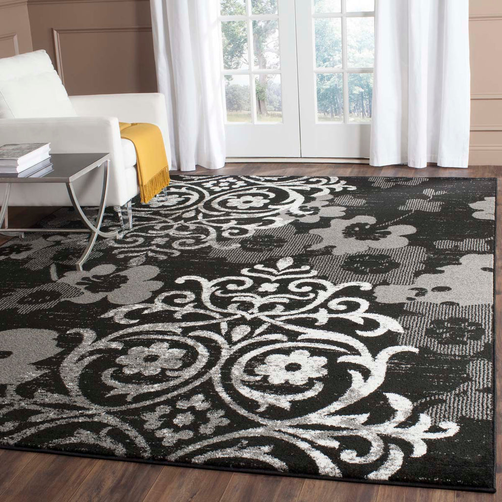 safavieh adirondack 114 black rug, adr114 - Black / Silver