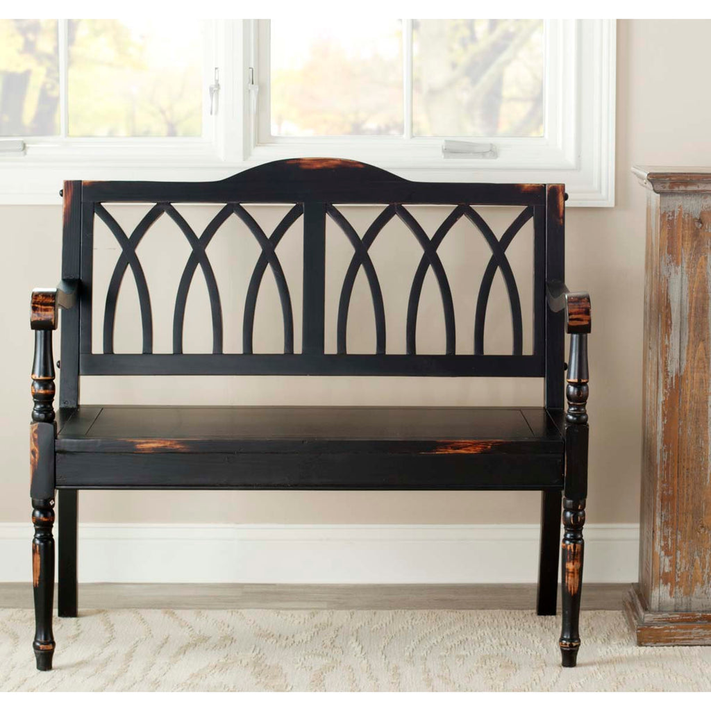 Safavieh Benjamin Bench - Distressed Black