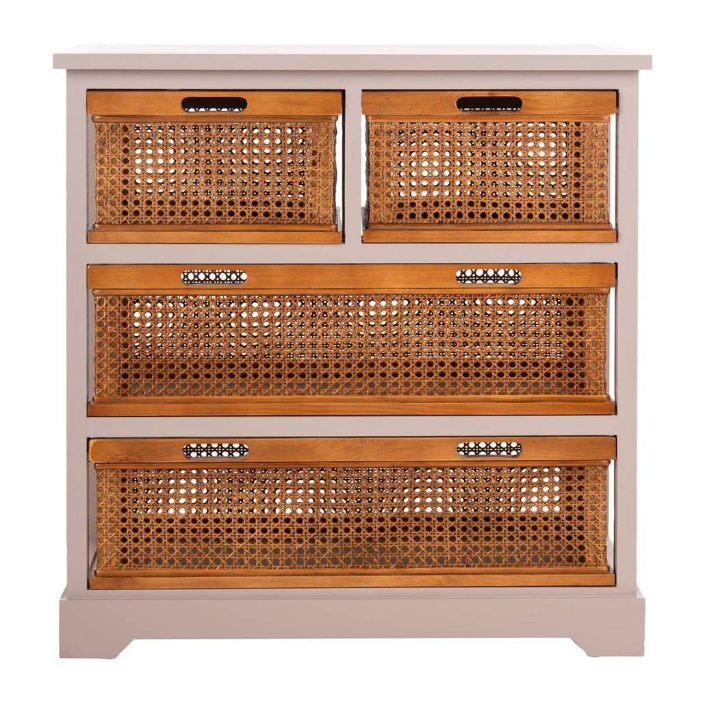 Safavieh Jackson 4 Drawer Storage Unit - Quartz Grey/Cane Drawers