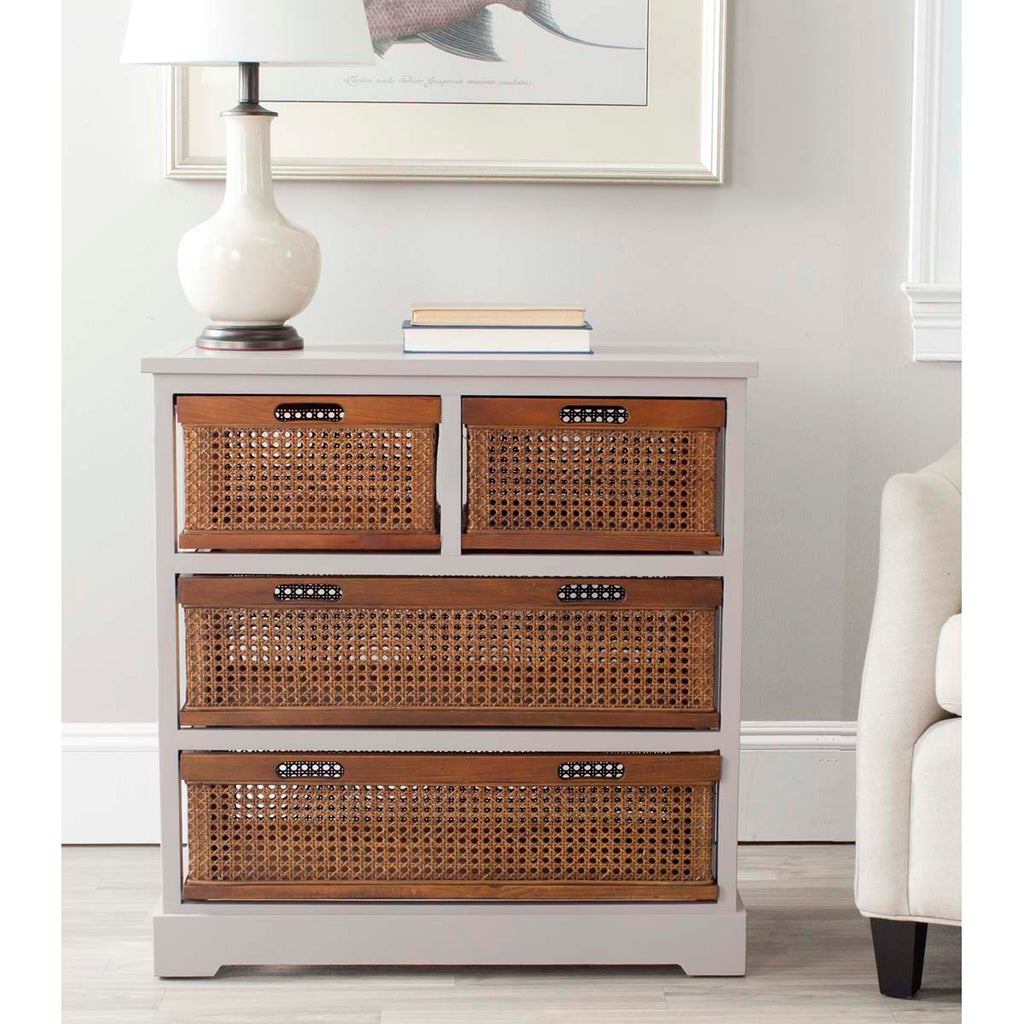 Safavieh Jackson 4 Drawer Storage Unit - Quartz Grey/Cane Drawers