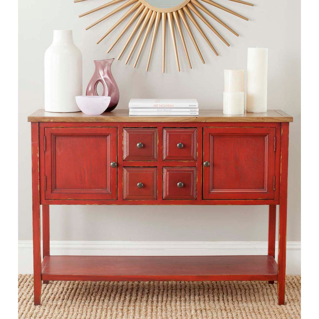 Safavieh Charlotte Storage Sideboard - Egyptian Red/Oak Top